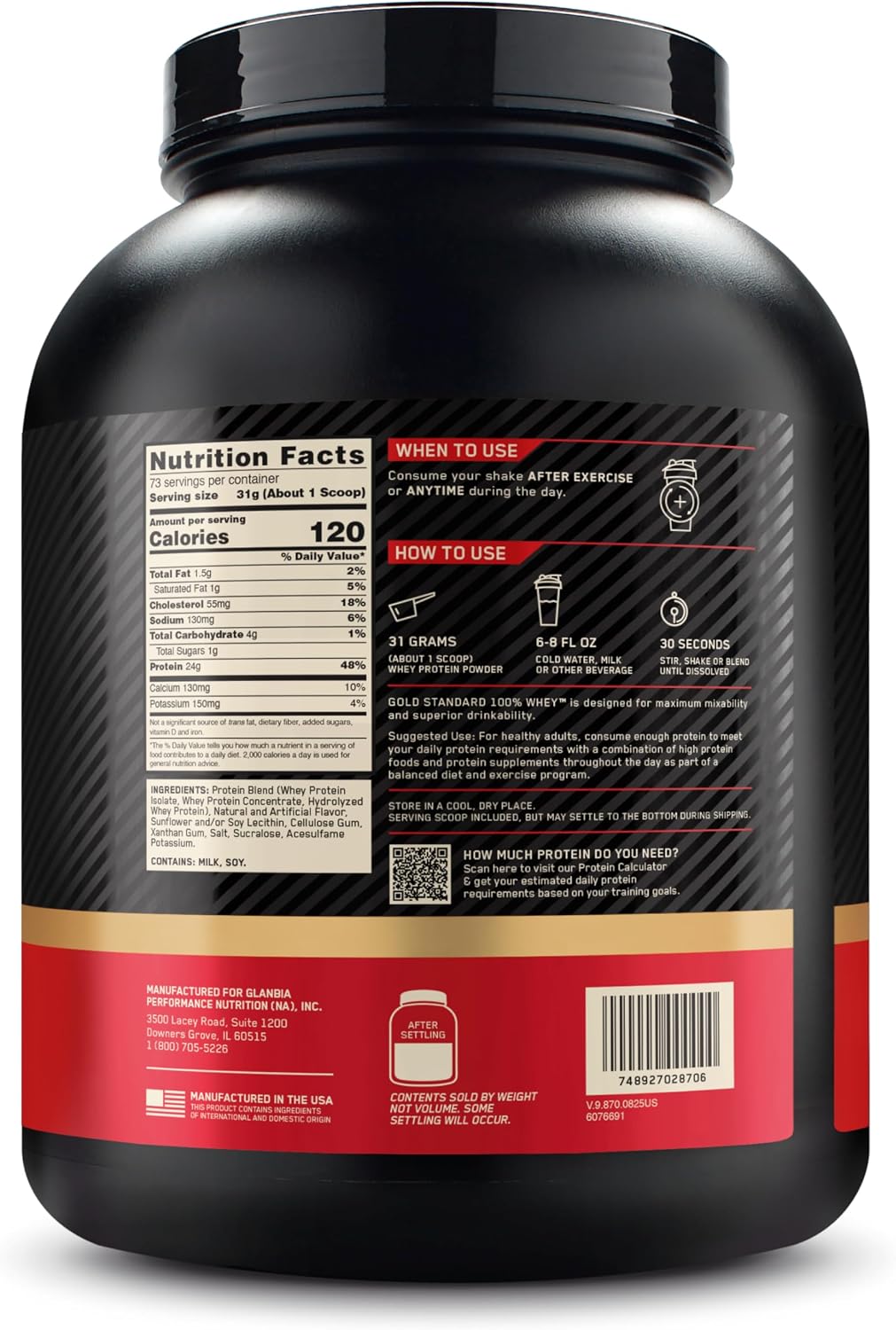 Optimum Nutrition Gold Standard 100% Whey Protein Powder