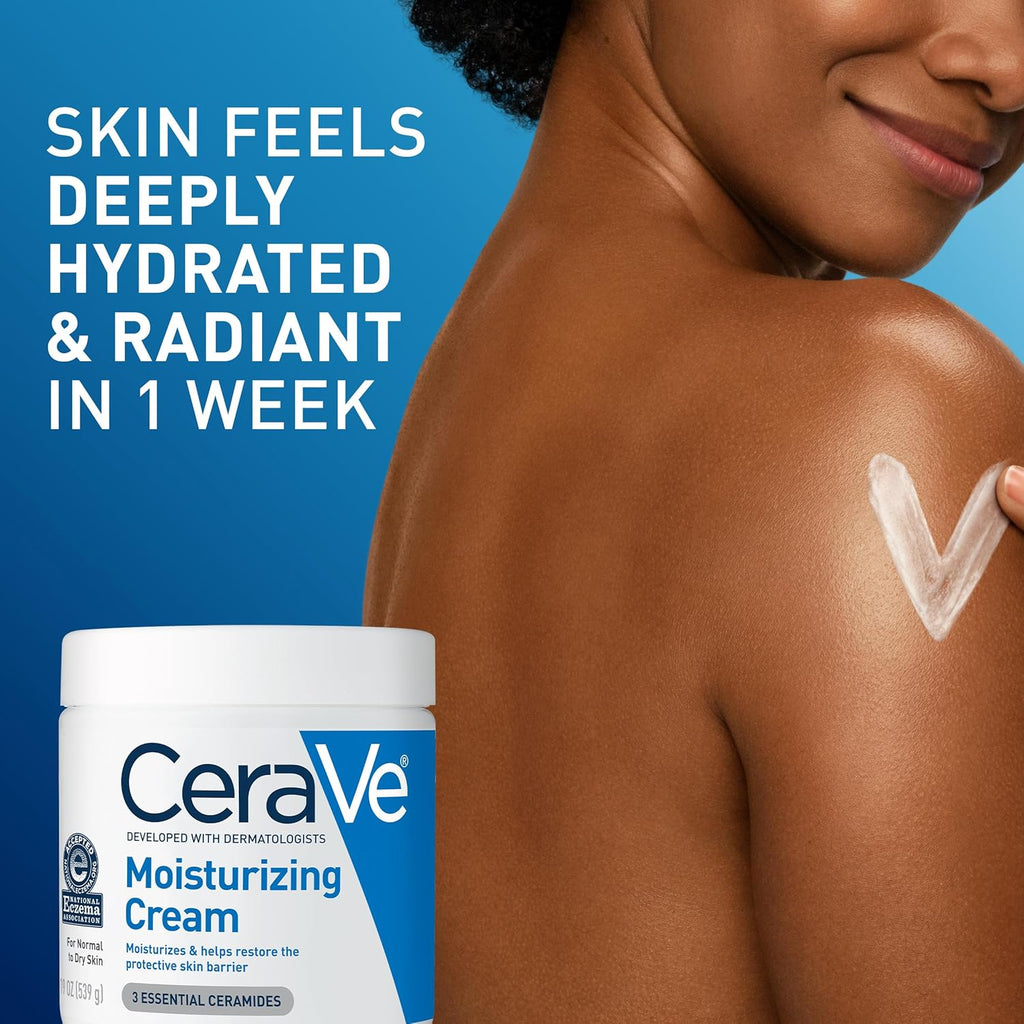 CeraVe Moisturizing Cream, Body and Face Moisturizer for Dry Skin