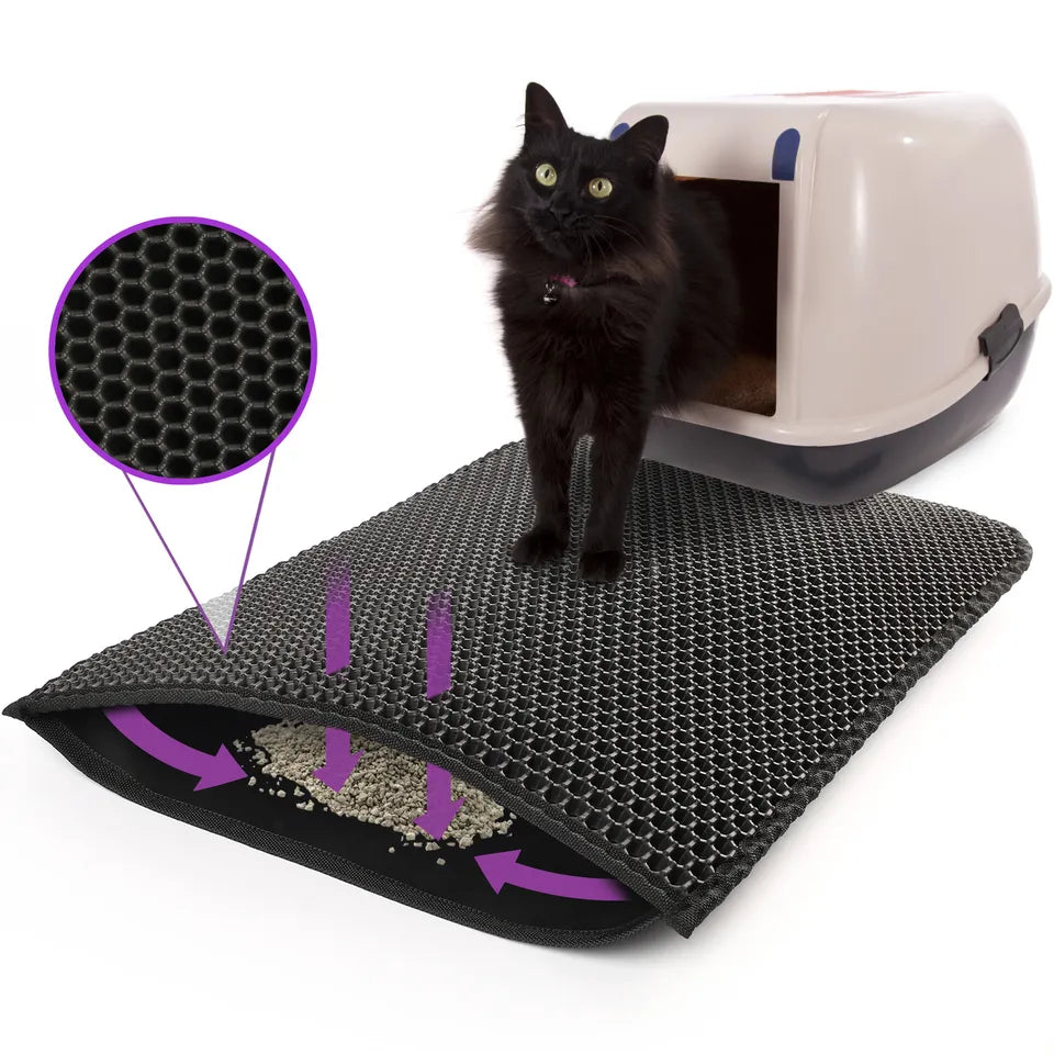 Cat Litter Tray Mat Double-Layer Pad Trapper EVA Foam Rubber Rug for Cats Kitten